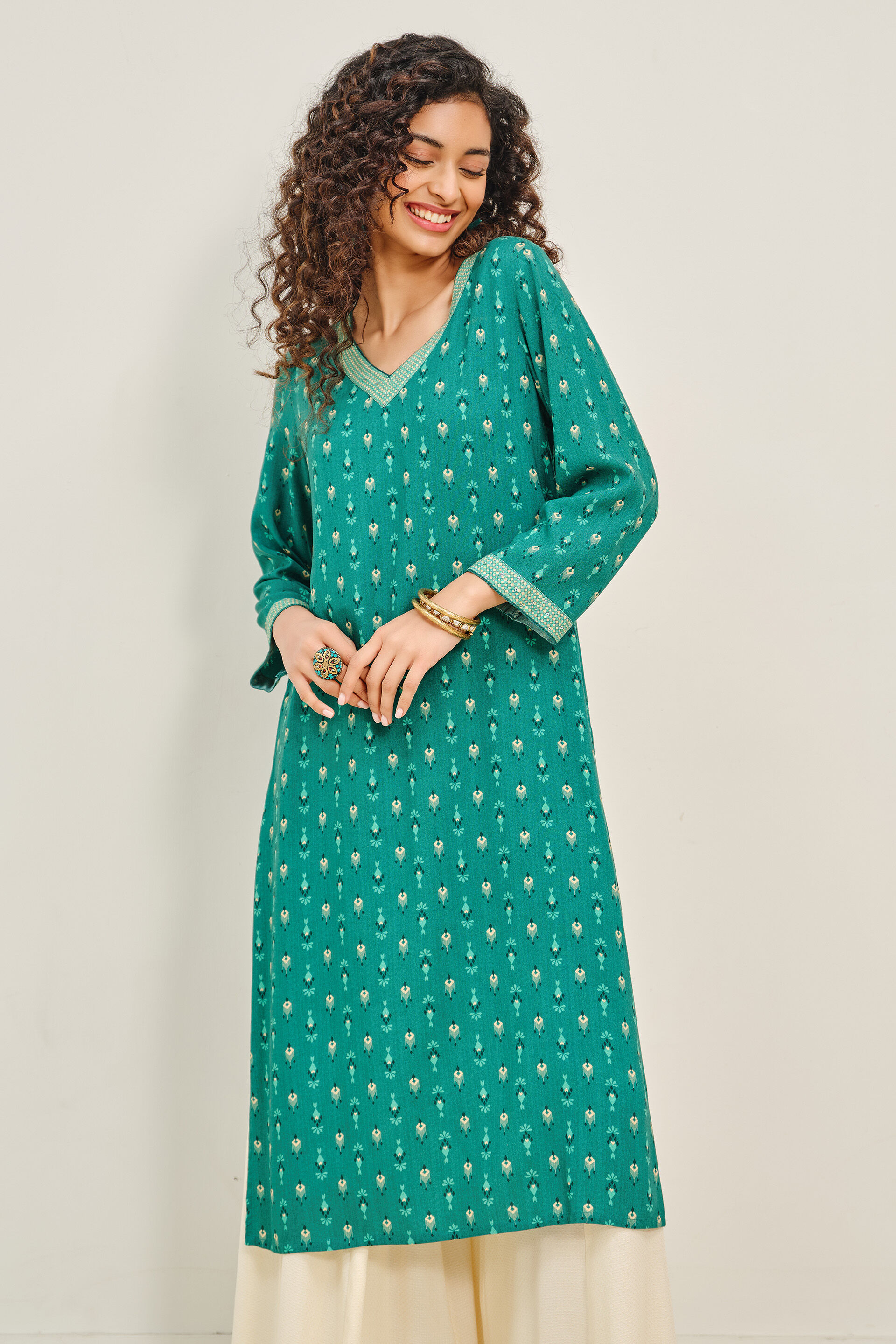 Panna Pop Kurta, Green, image 3