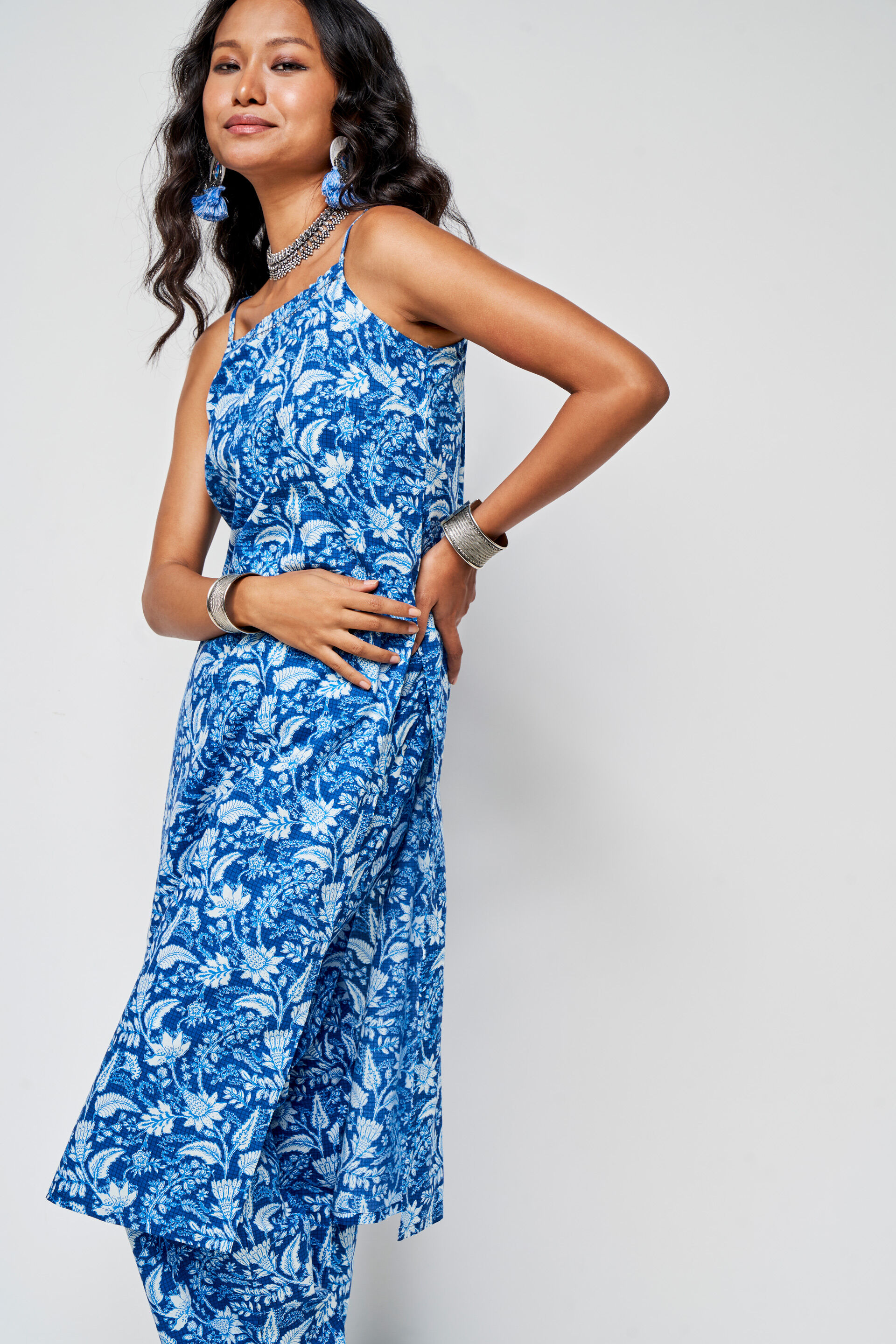 Blue Floral Straight Set-2, Blue, image 4