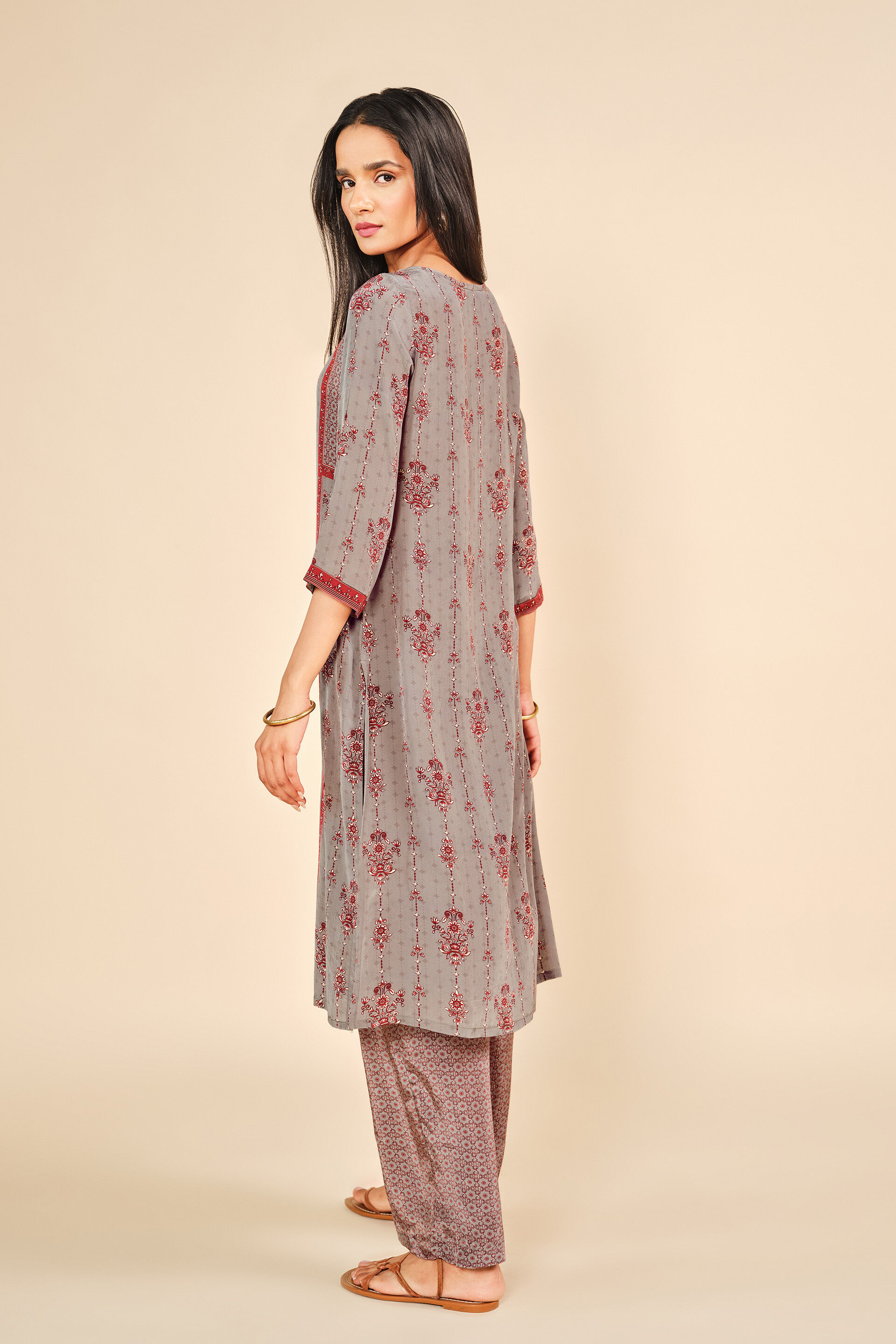 Shaam Sky Grey Kurta Set, Grey, image 3