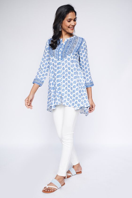 4 - Blue Floral A-Line Tunic, image 4