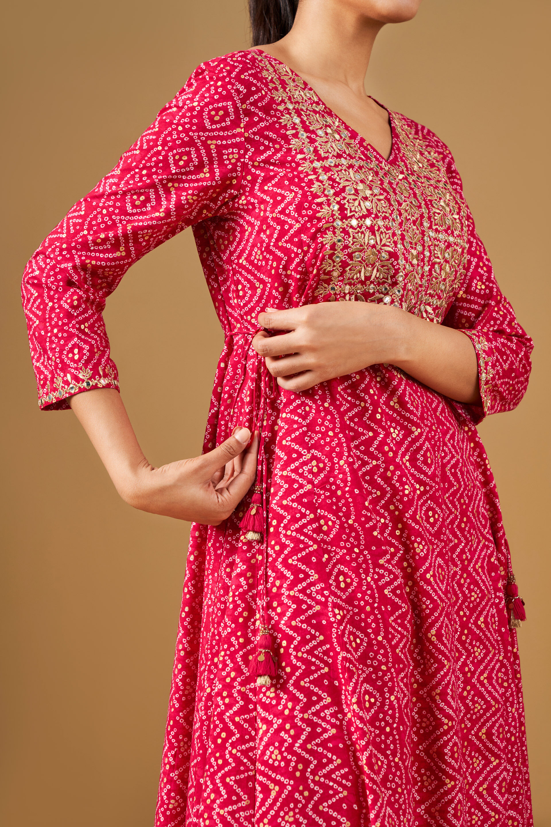 Embroidered Viscose Kurta - Pink, Pink, image 4