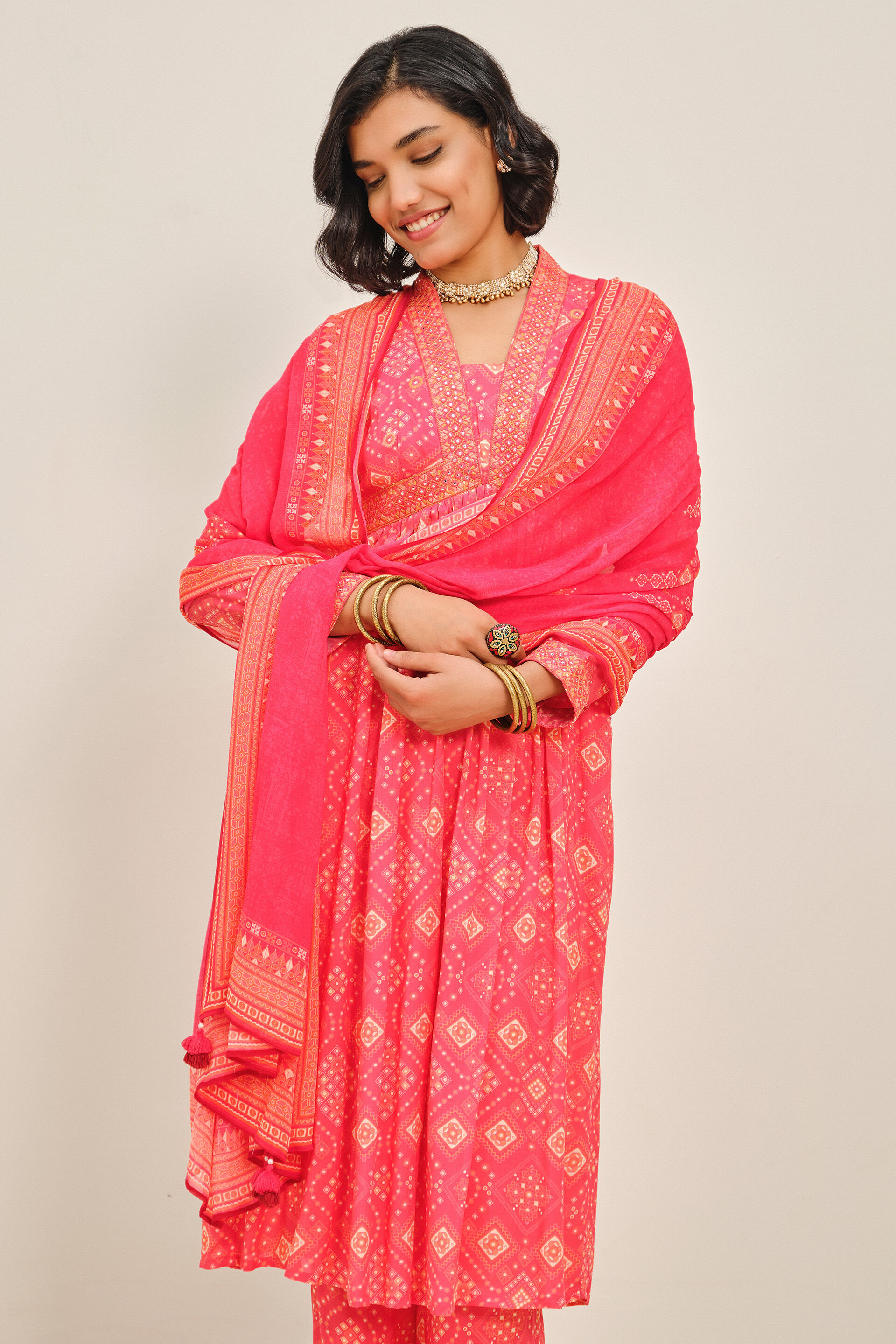 Rubaroo Kurta Set, Pink, image 3