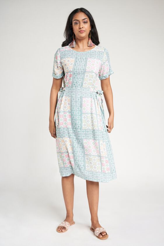 4 - Mint Floral Printed A-Line Dresse, image 4