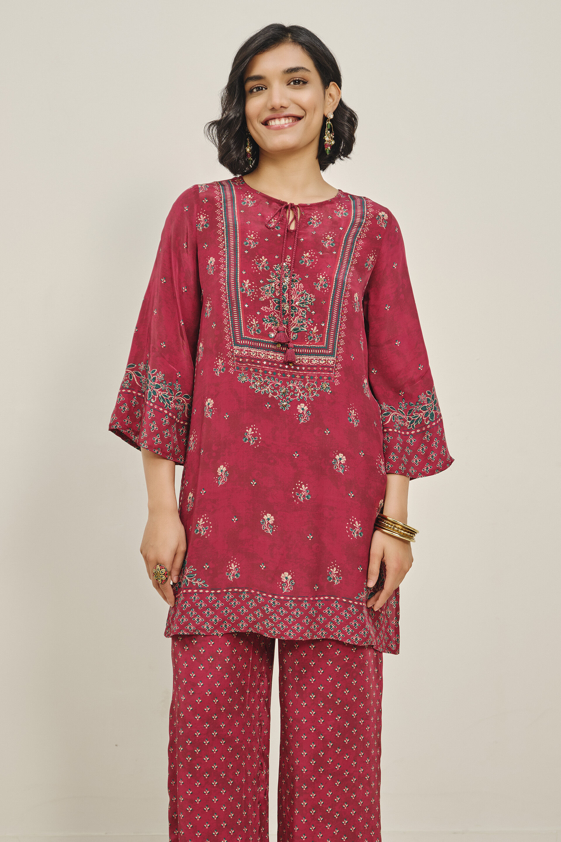 Wine Mauj Kurta Set, Wine, image 4