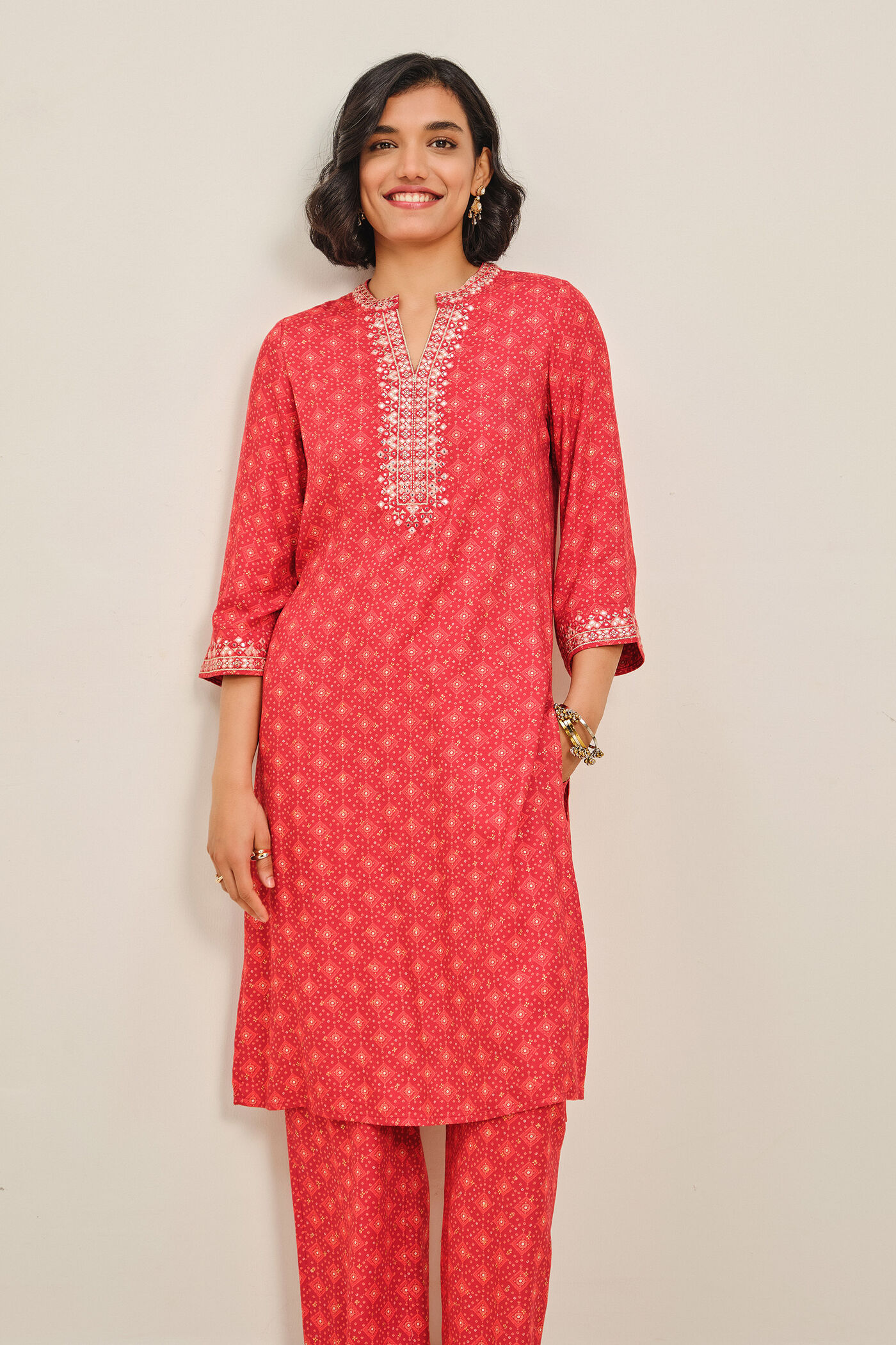 Gulaal Red Embroidered Kurta Set