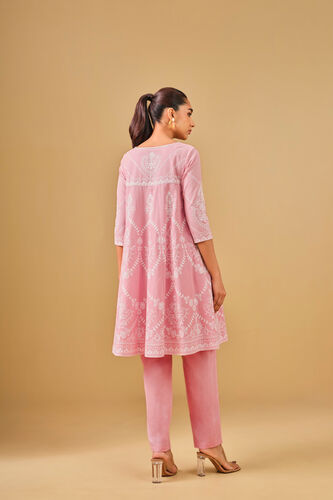 Pink Embroidered Cotton Kurta Set, Pink, image 7