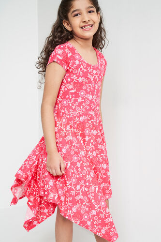 Pink Floral High-Low Dress, Pink, image 1