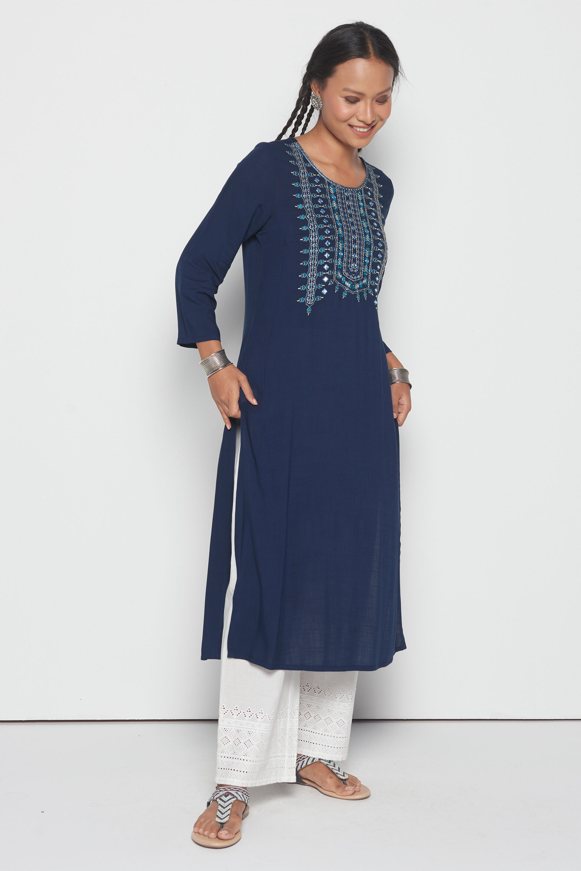 Night Sky Straight Kurta, Indigo, image 2