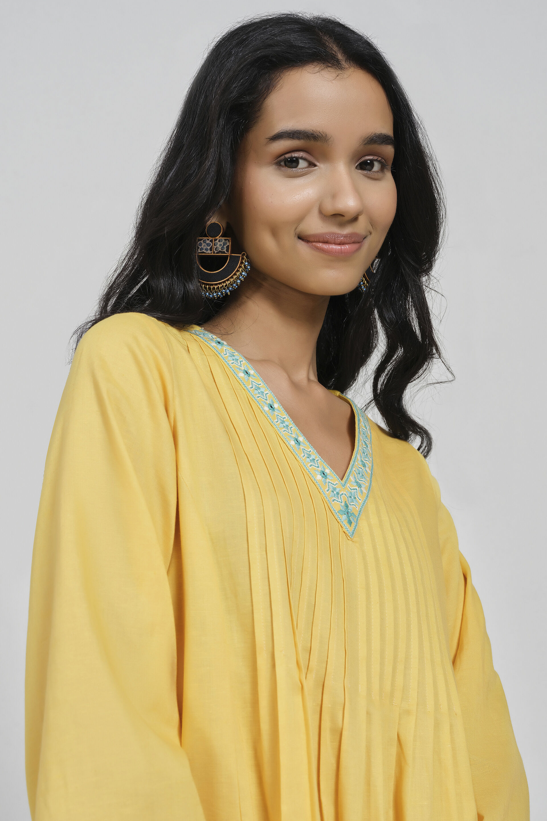 Sunlit Meadow Mustard Kurta, Yellow, image 4