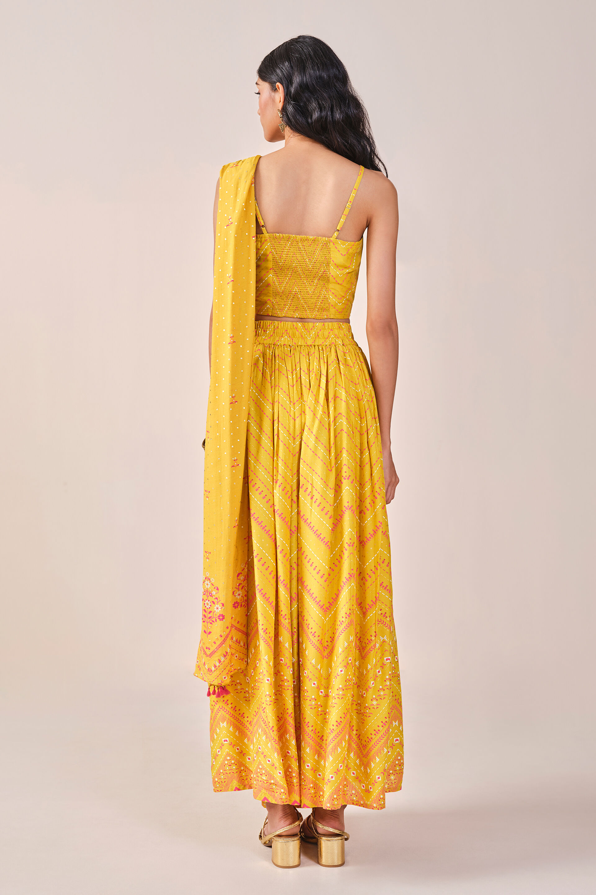 Festive Mustard Chevron Skirt Set, Mustard, image 5