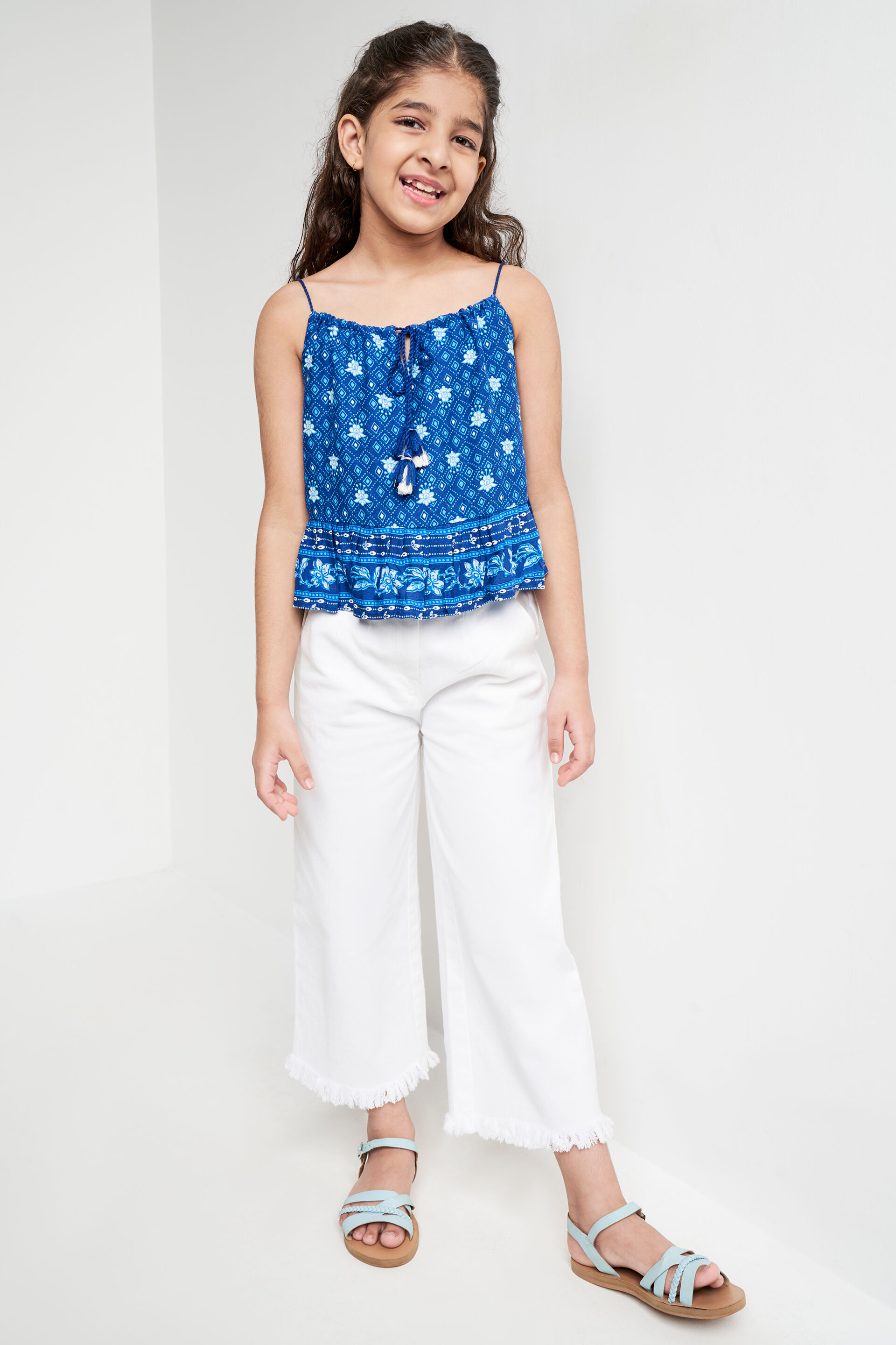 Blue Geometric Flared Top, Blue, image 5