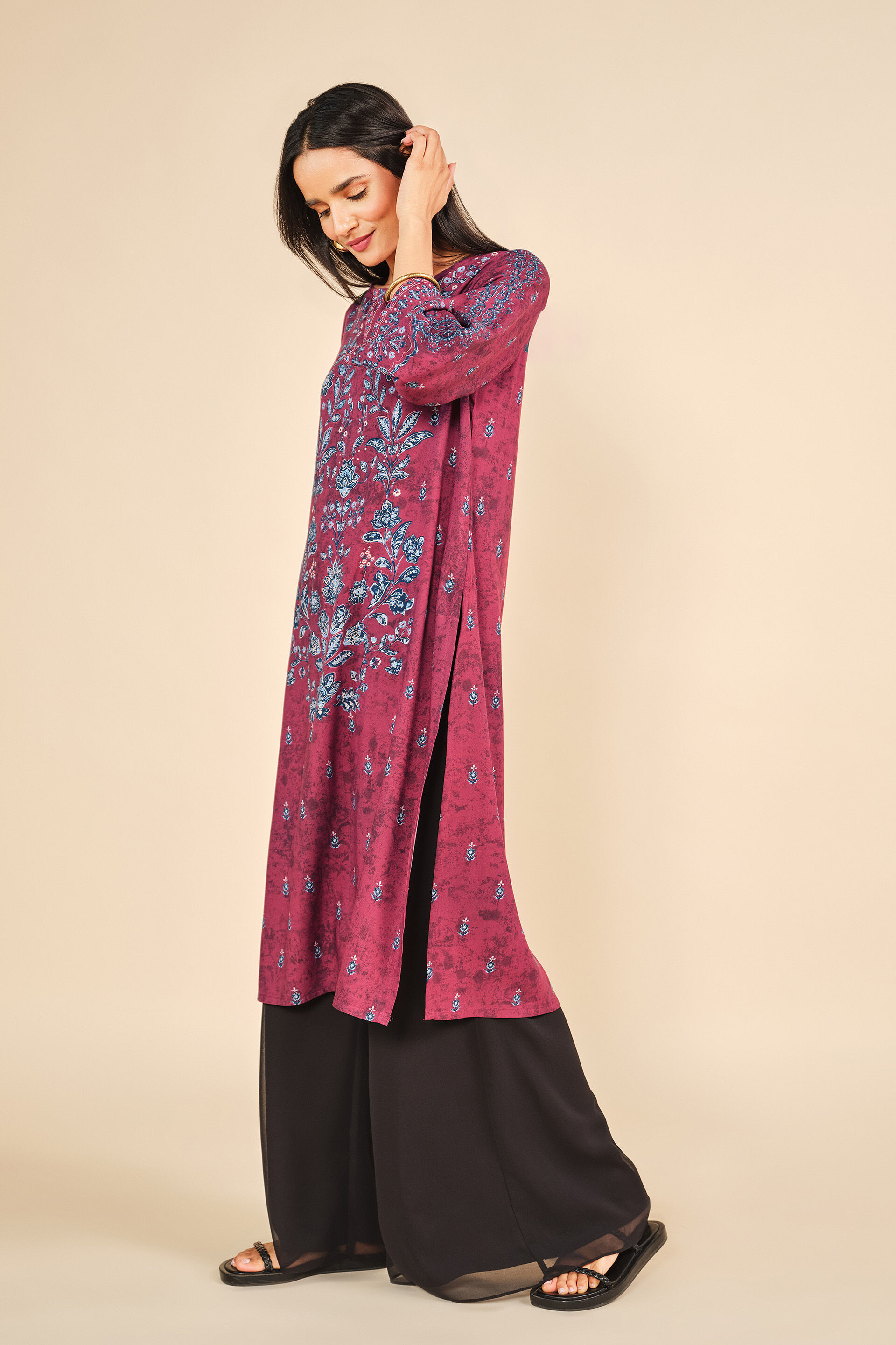 Ishq Rang Kurta, Wine, image 2