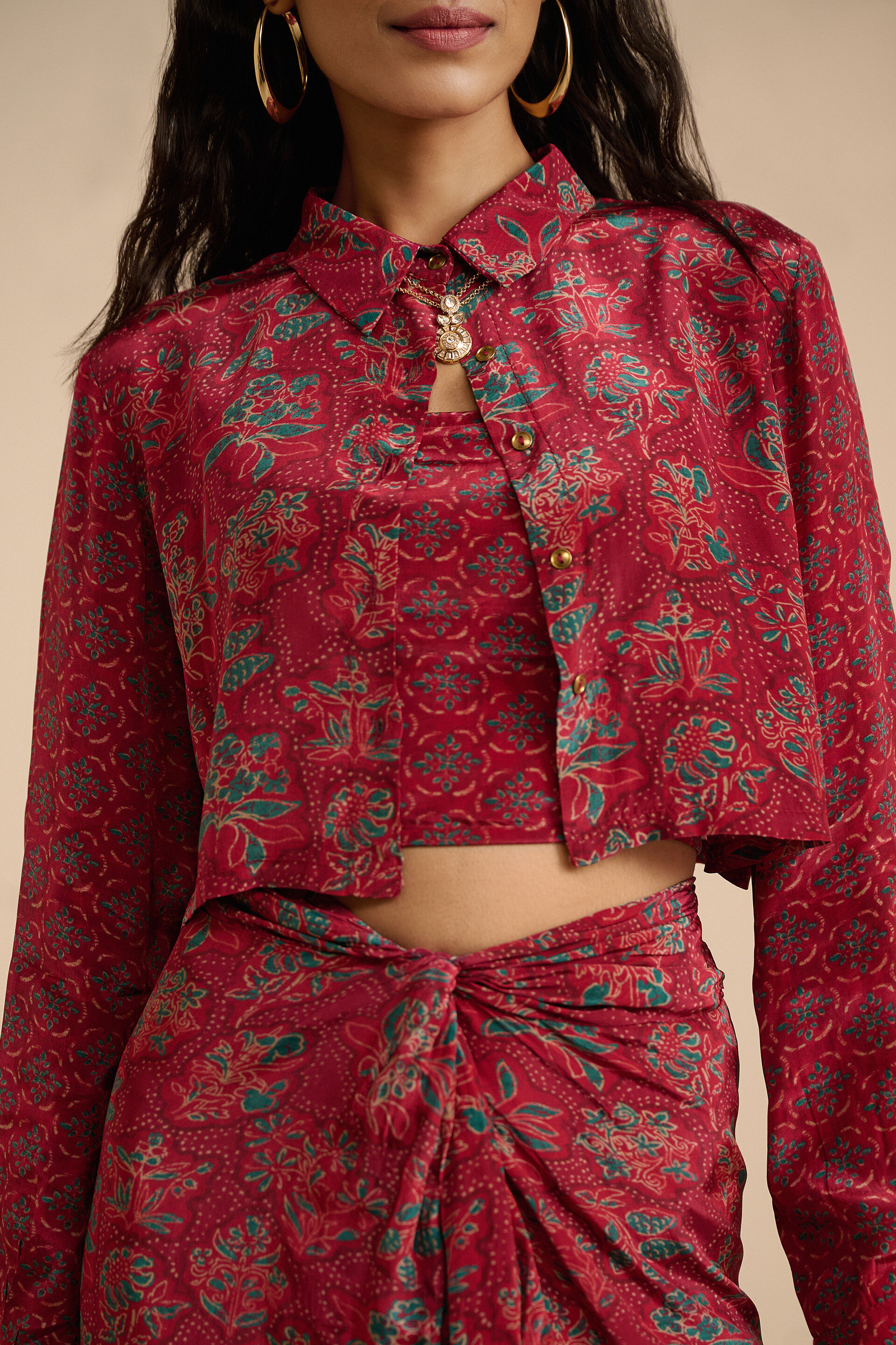 Meetha Ber Wine Skirt Set, Wine, image 6