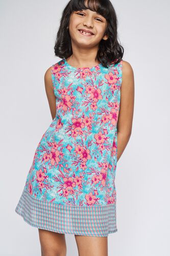 1 - Aqua Floral Straight Dress, image 1