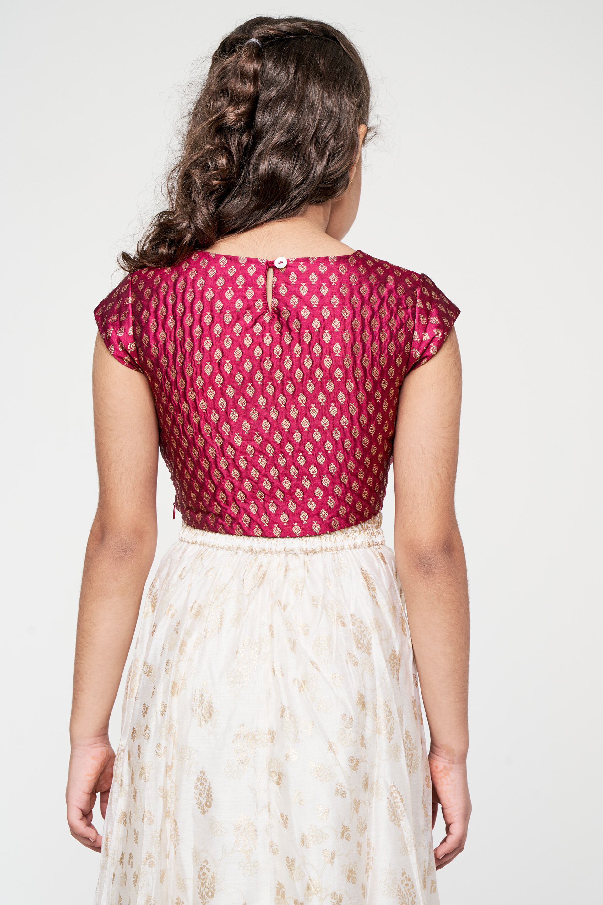 Wine Brocade Straight Top, Wine, image 5