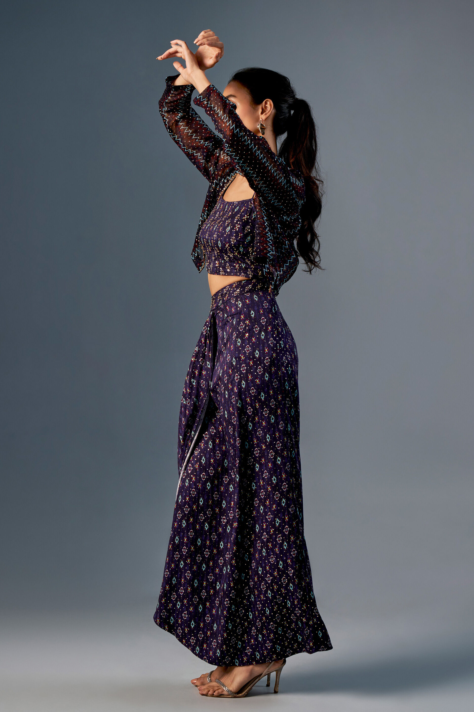The Saree Skirt Set, Purple, image 3