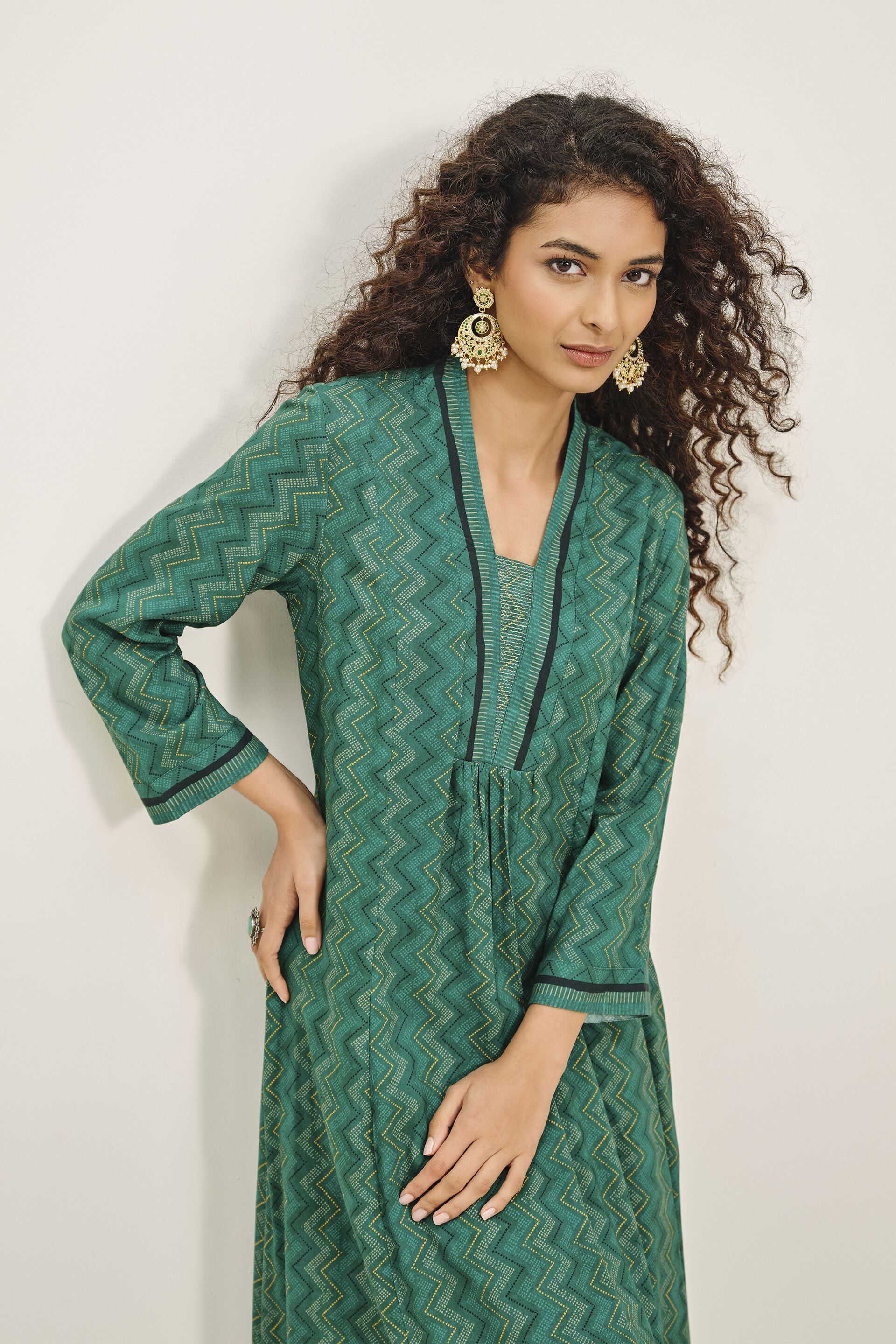 Parna Green Kurta, Teal, image 4