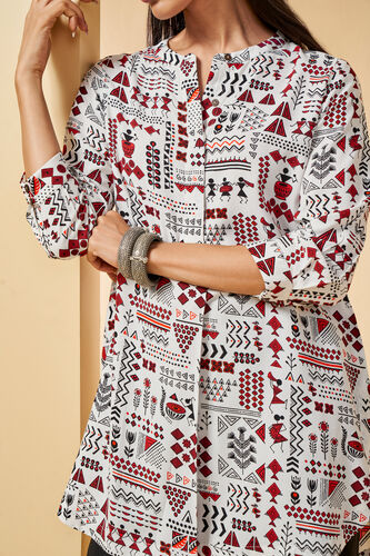 Batik Warli Inspired Tunic, Off White, image 3