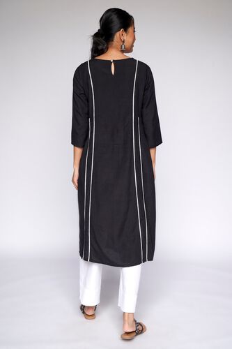 5 - Black Embroidered Fit and Flare Kurta, image 5