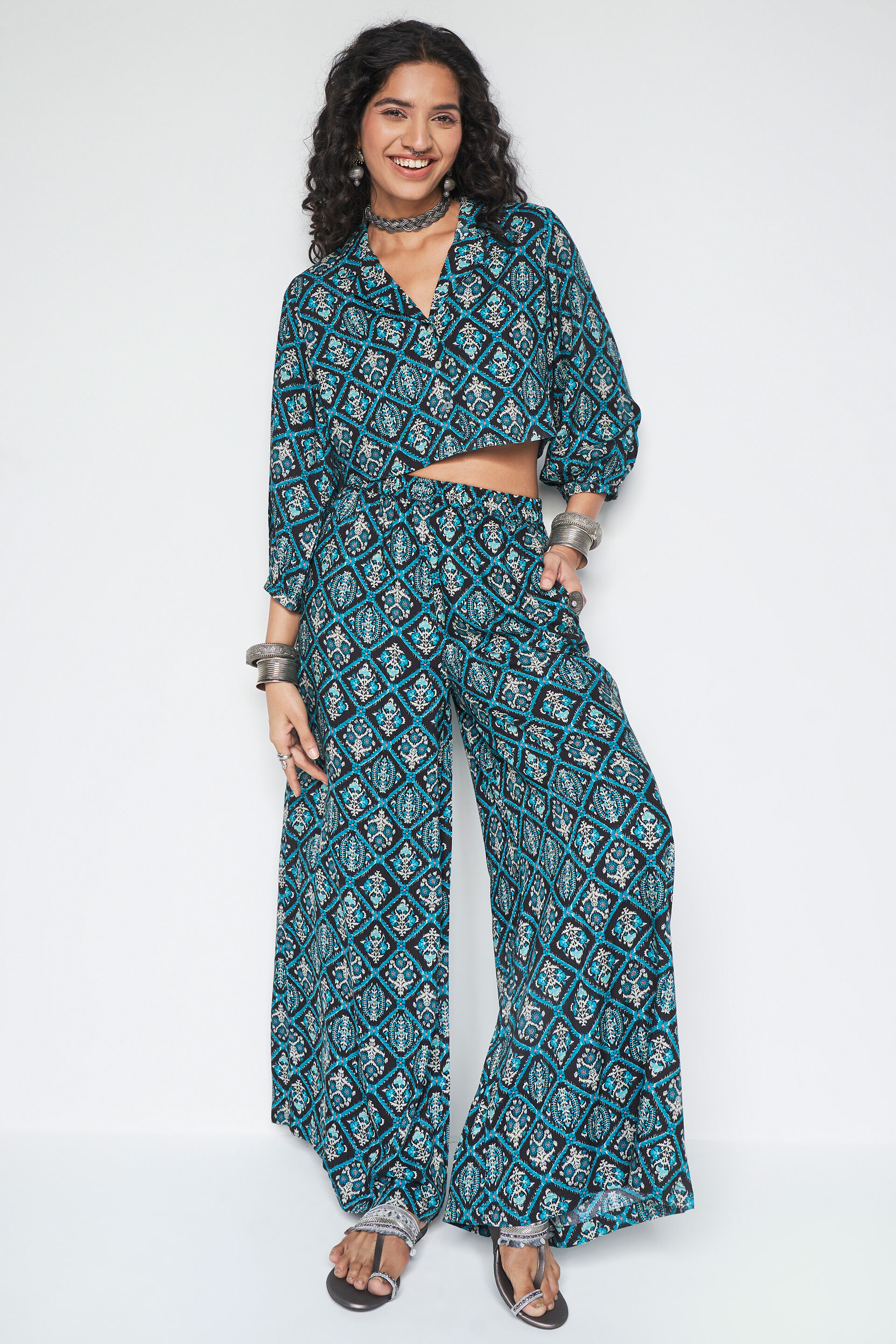 Teal Floral Co-ords Set, Teal, image 5