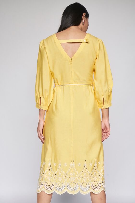 5 - Yellow Solid Fit & Flare Dress, image 6