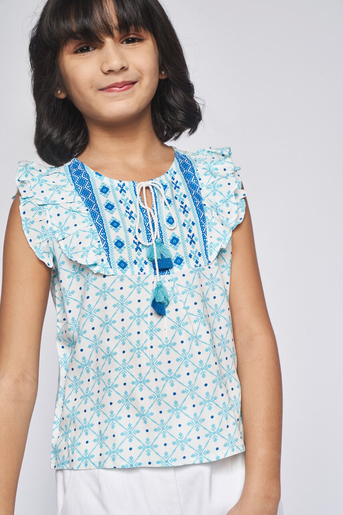 3 - Aqua Tie-Ups Geometric Top, image 3