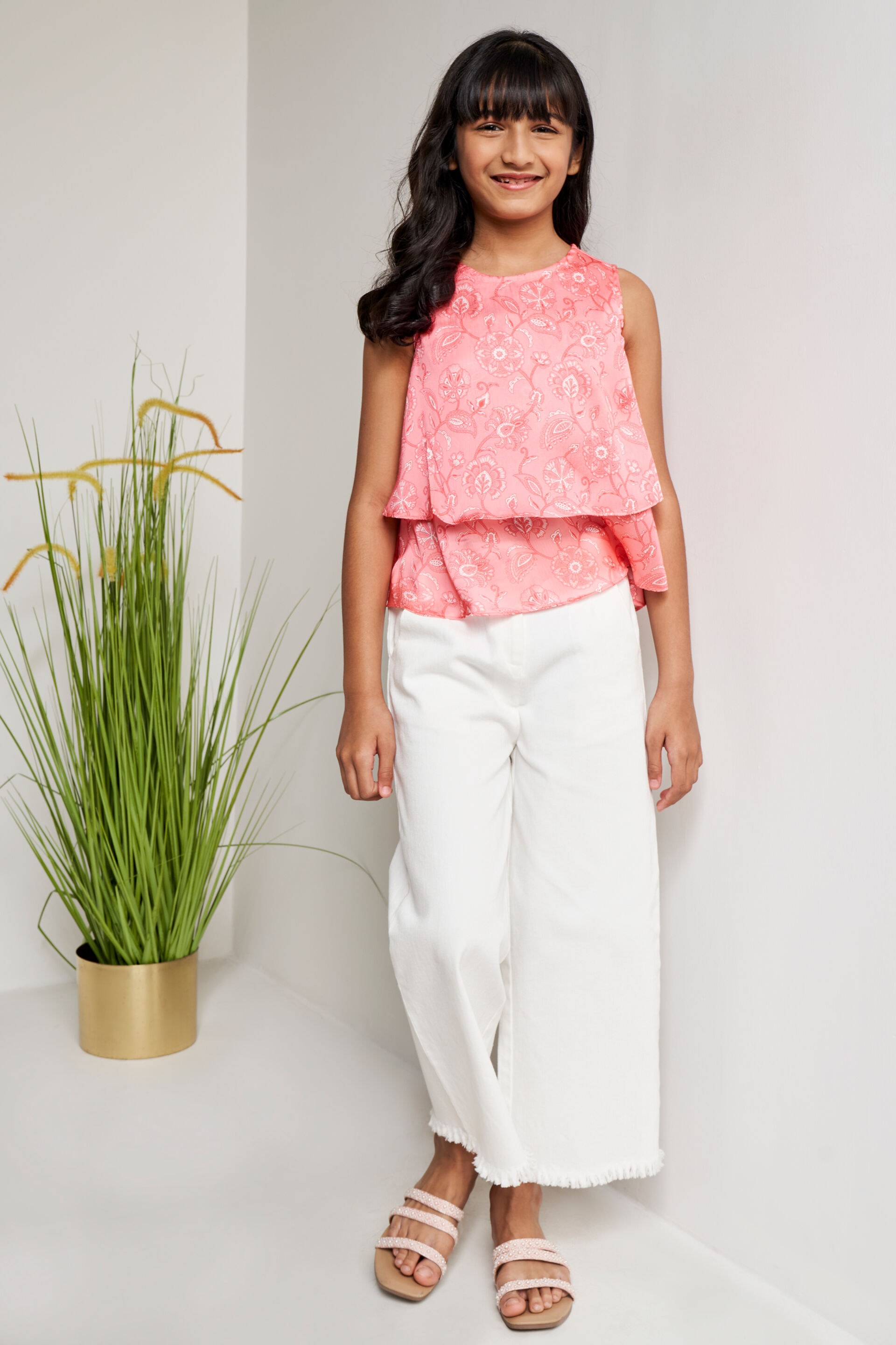 Pink Floral Fit And Flare Top, Pink, image 2