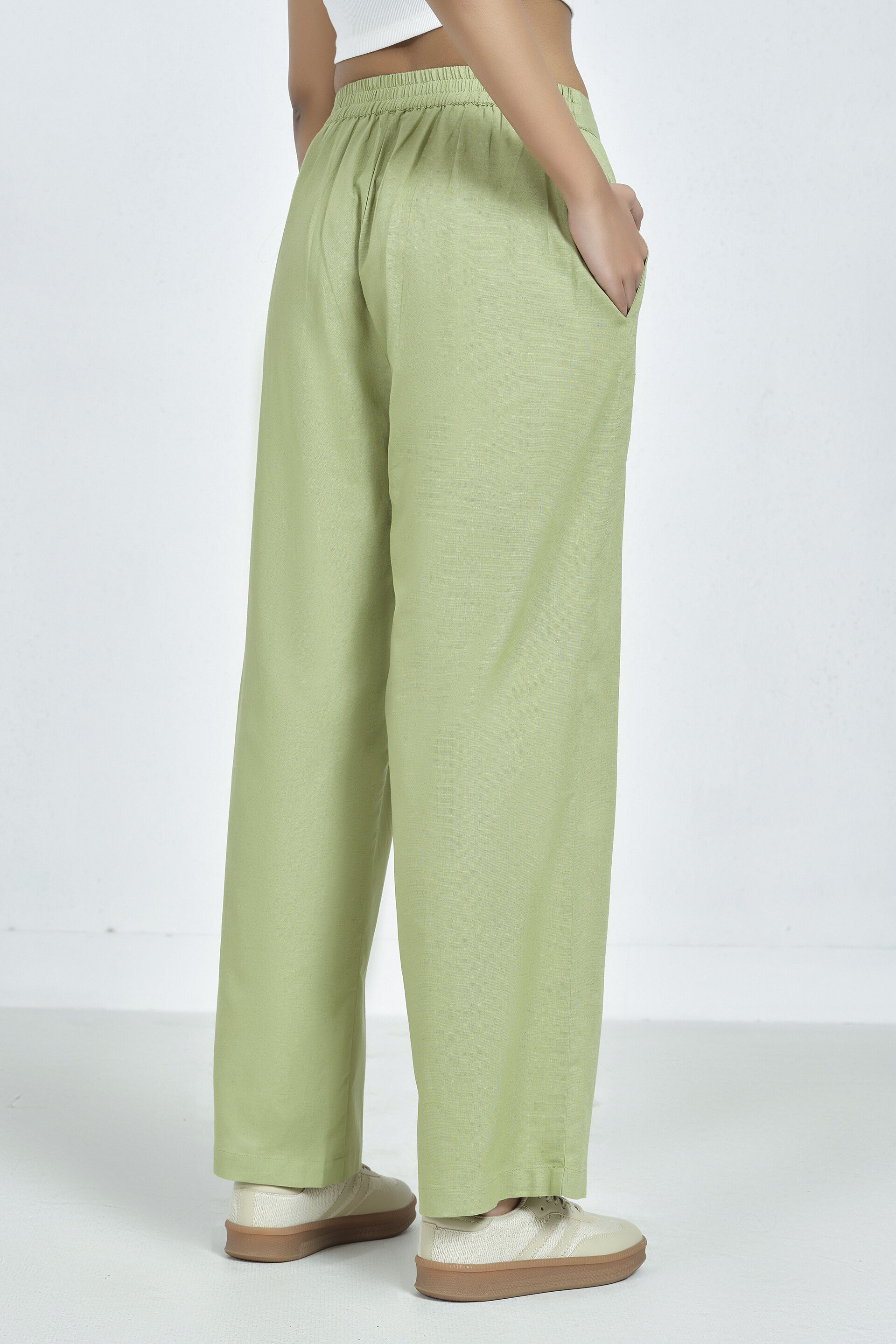 Soft Green Straight Pants, Sage Green, image 4