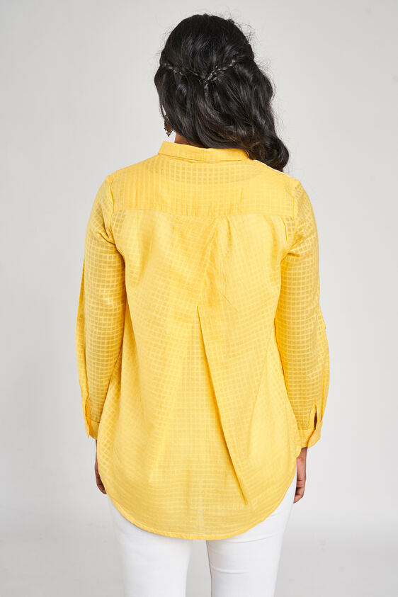 4 - Yellow Self Design Embroidered A-Line Top, image 4