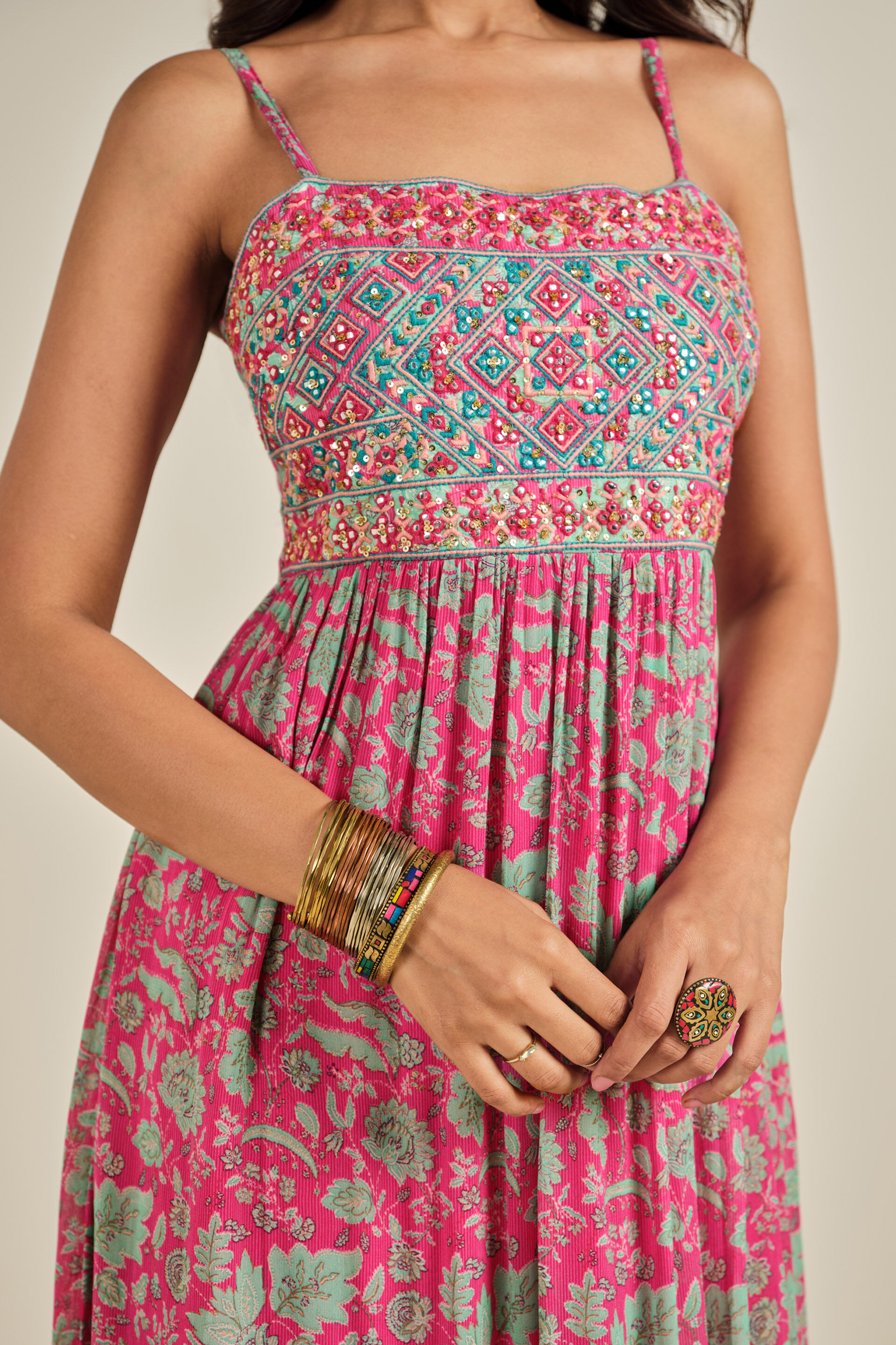 Devina Printed Dress, Fuschia, image 7