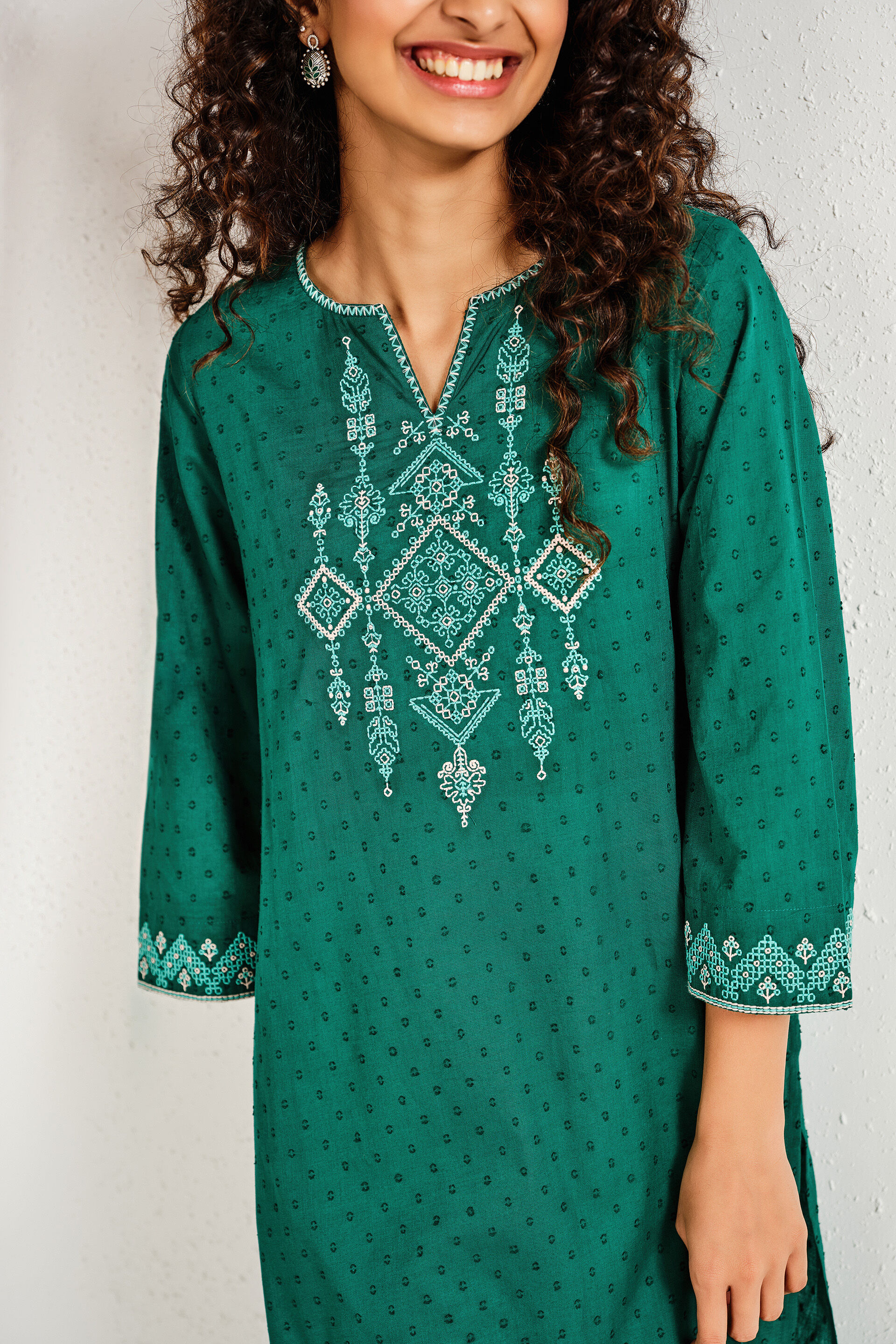 Moksh Teal Cotton Kurta, Teal, image 4
