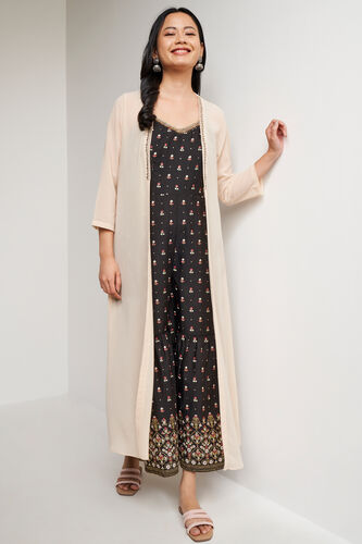 Cream Solid High-Low Shrug, Cream, image 2