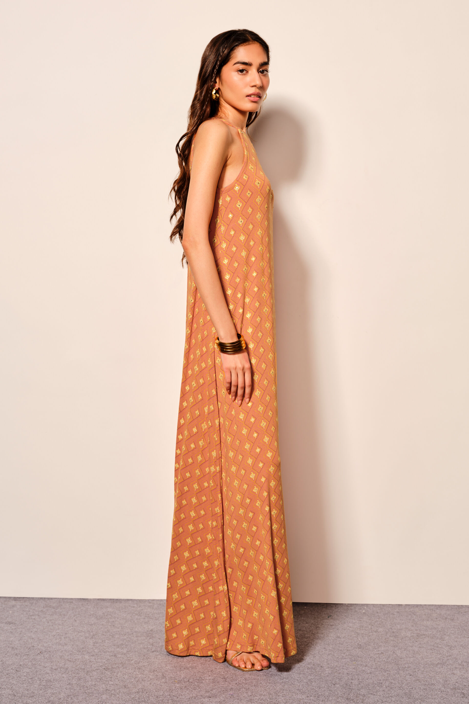 Mustard Flowy Knit Maxi Dress, Mustard, image 5