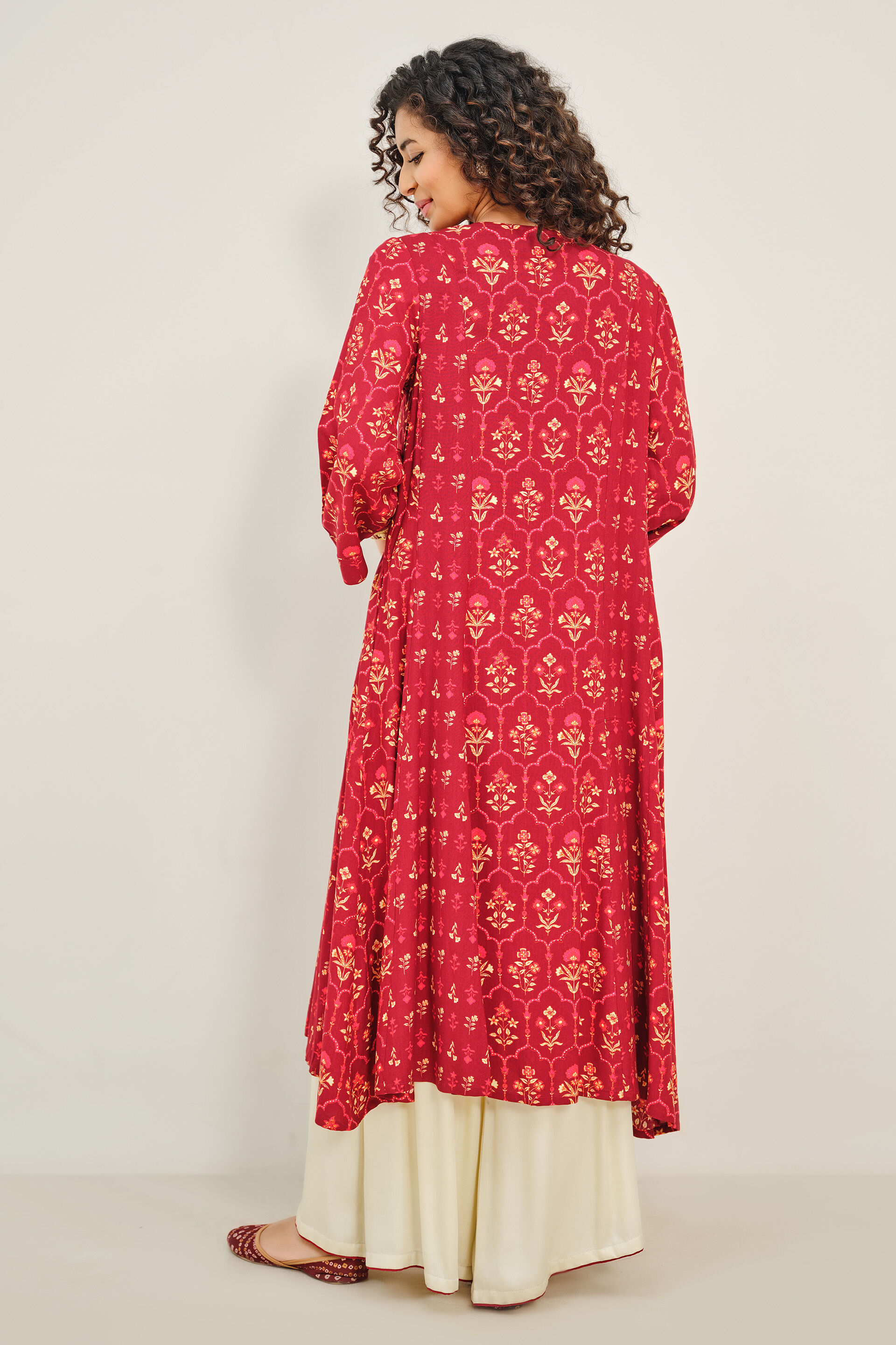 Mela Mood Printed Red Kurta, Red, image 5