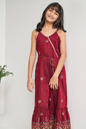 Indigo Ethnic Motifs Flared Jumpsuit, Maroon, image 2
