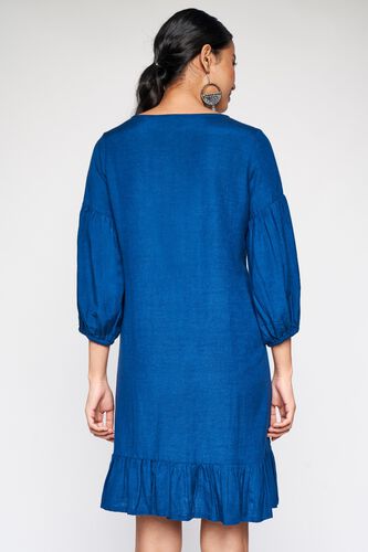 6 - Midnight Blue Embroidered Fit and Flare Dress, image 6