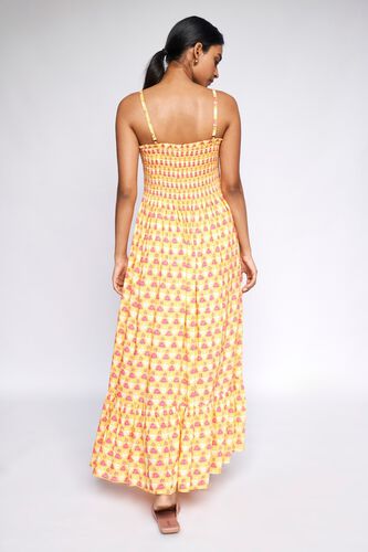 3 - Mustard Geometric Fit & Flare Gown, image 3