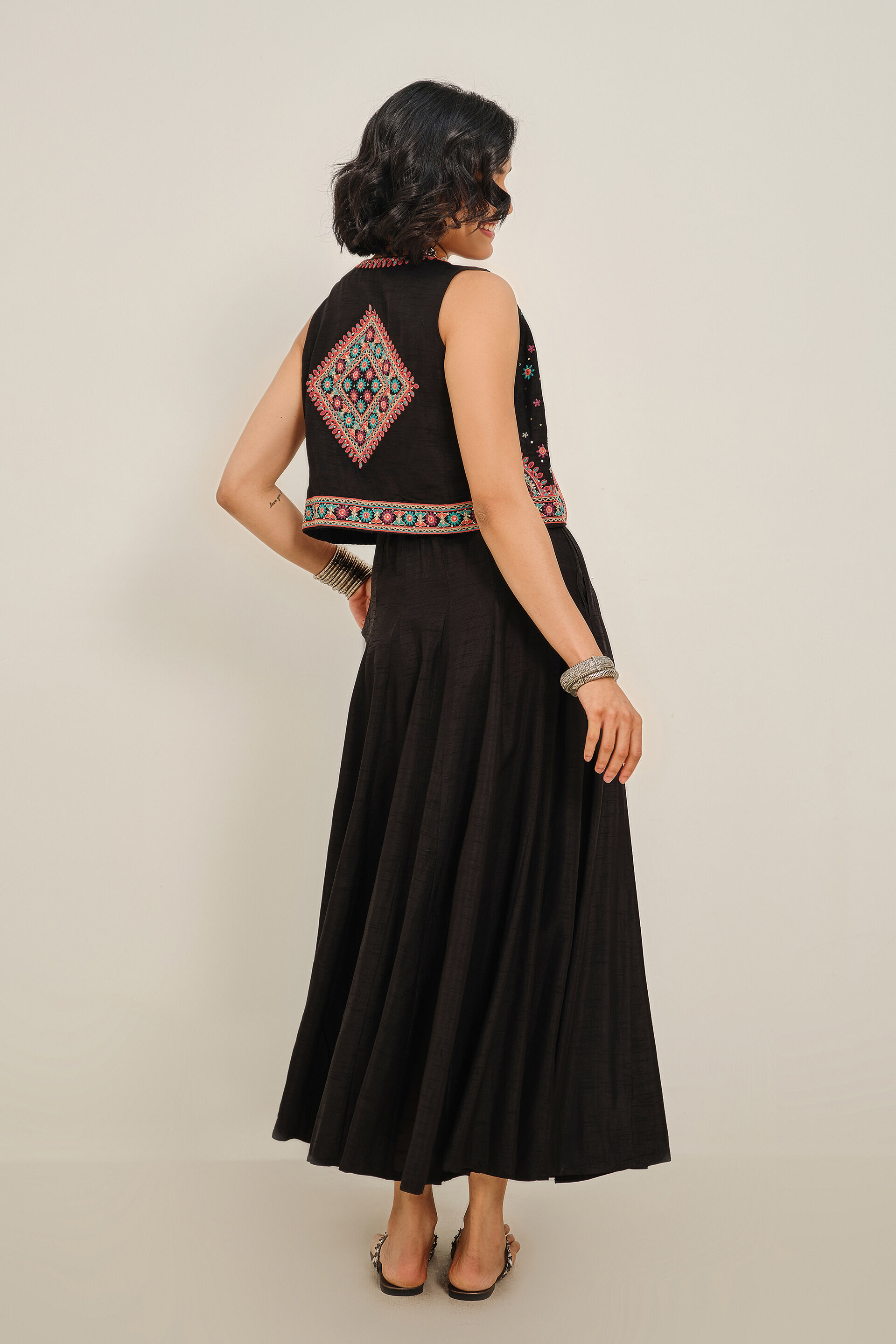 Chandni Raat Embroidered Maxi Dress, Black, image 7