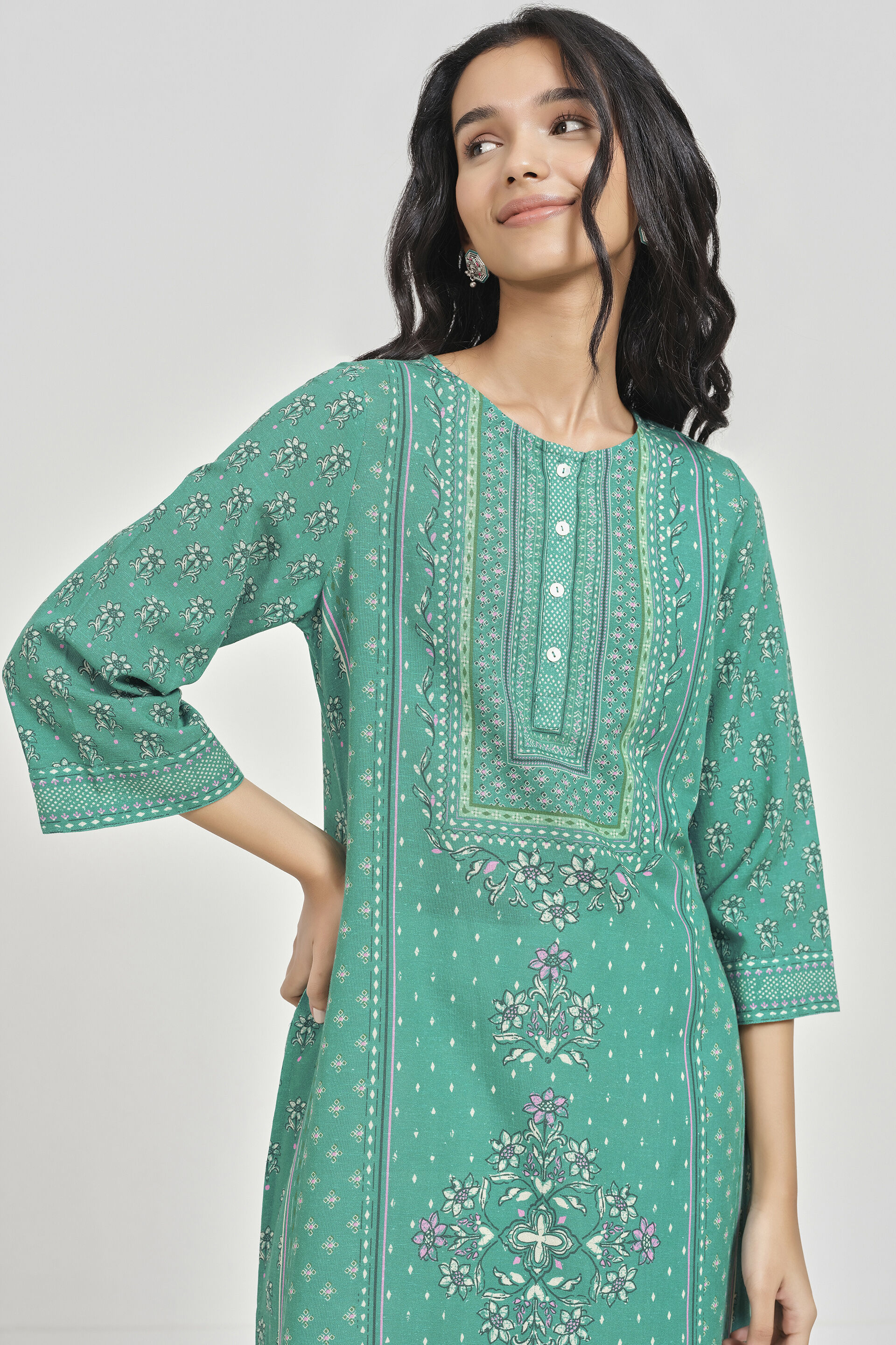 Myah Teal Kurta, Teal, image 4