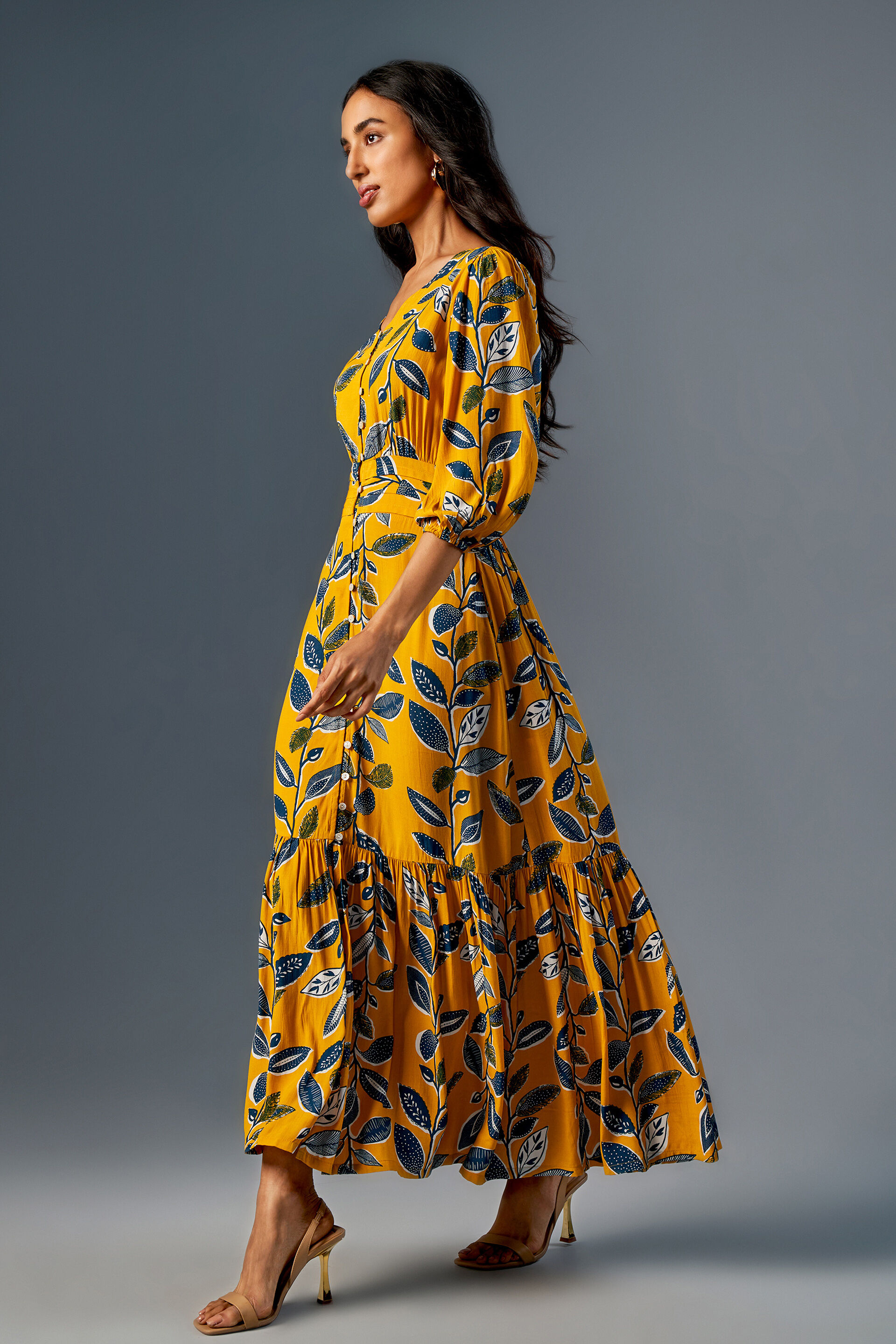 Flower Bright Tiered Summer Maxi Dress