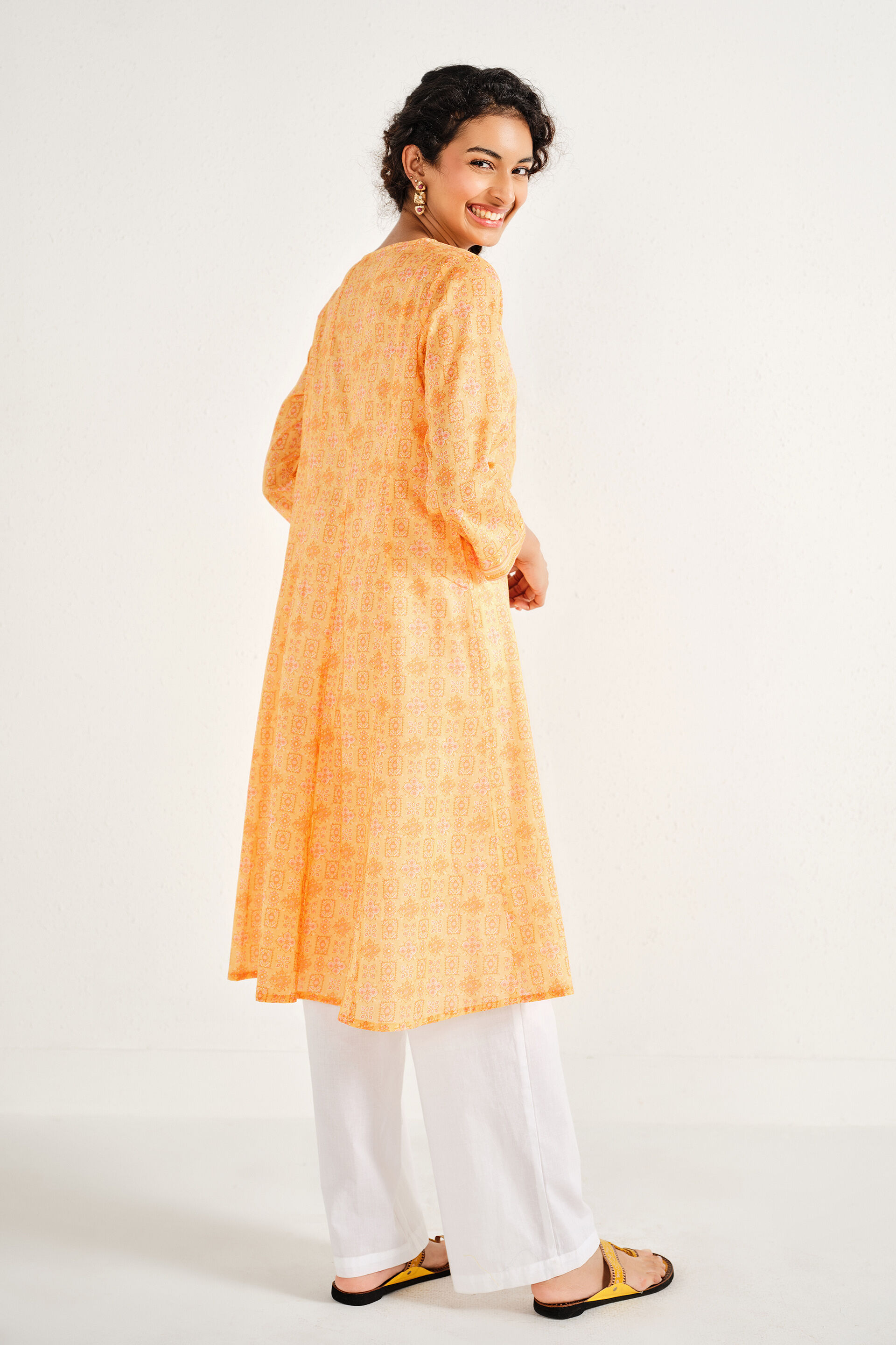 Asavari Yellow Cotton Kurta, Yellow, image 6