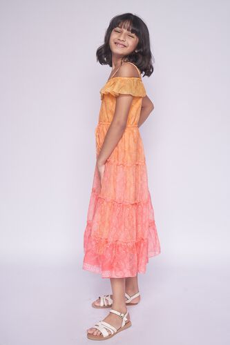 2 - Orange Gathers or Pleats Floral Gown, image 2