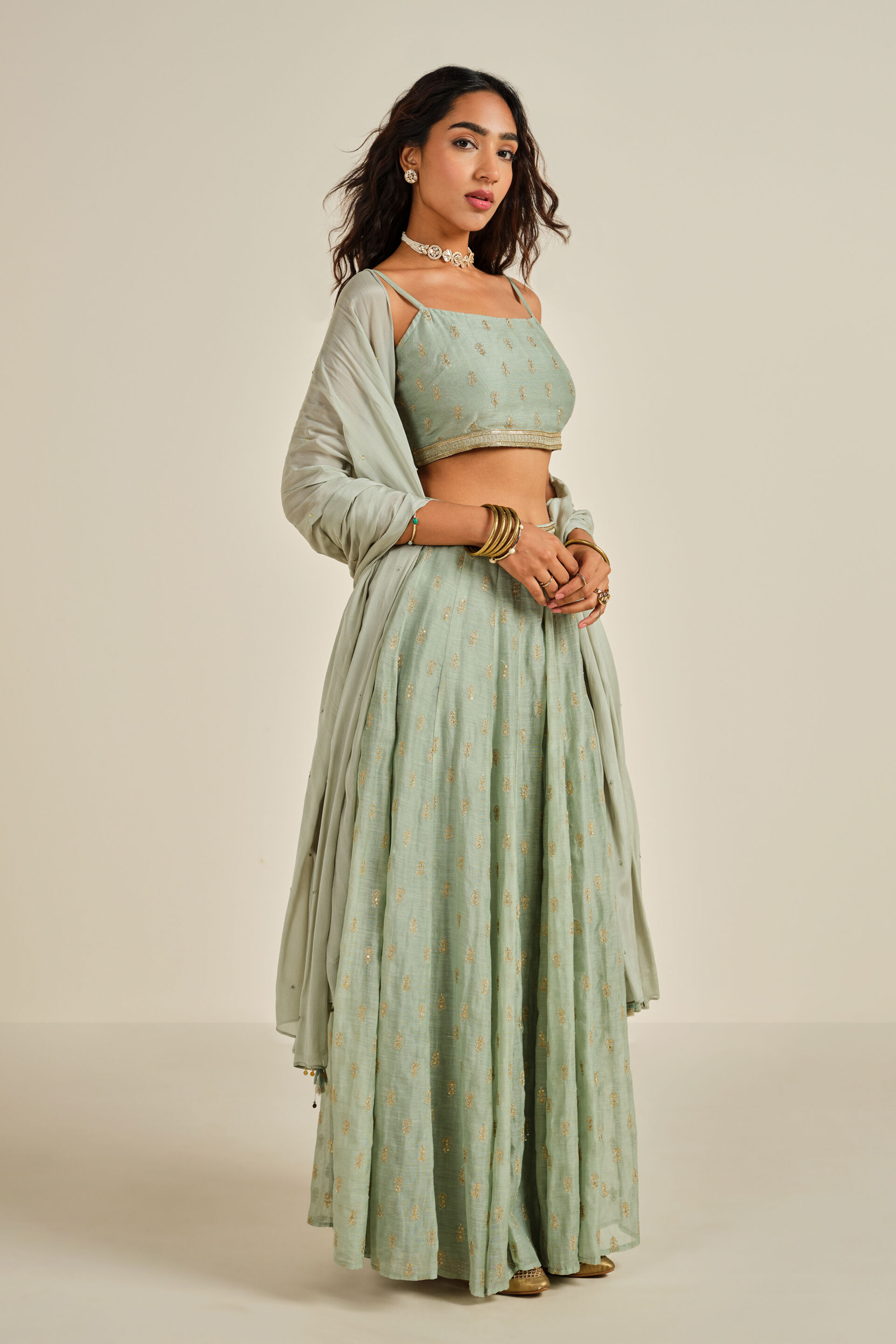 Sharmila Sage Green Skirt Set, Sage Green, image 3