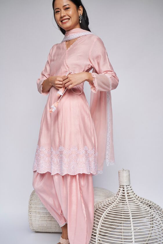 6 - Pink Solid Flared Suit, image 6