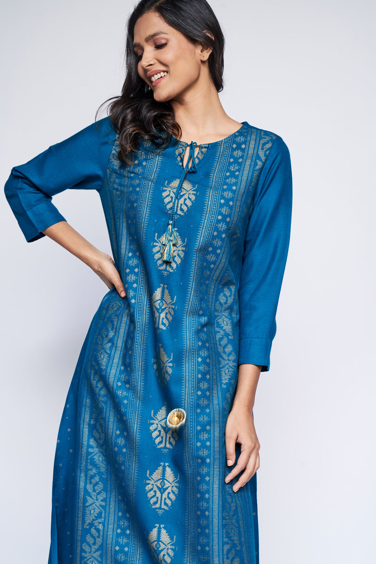 Teal Khadi Kurta, , image 4