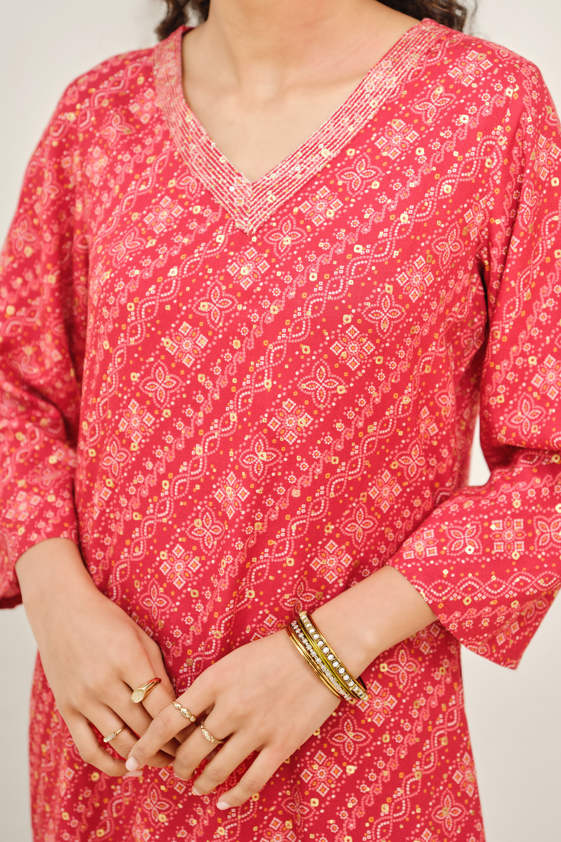 Haseena Red Kurta Set, Red, image 4