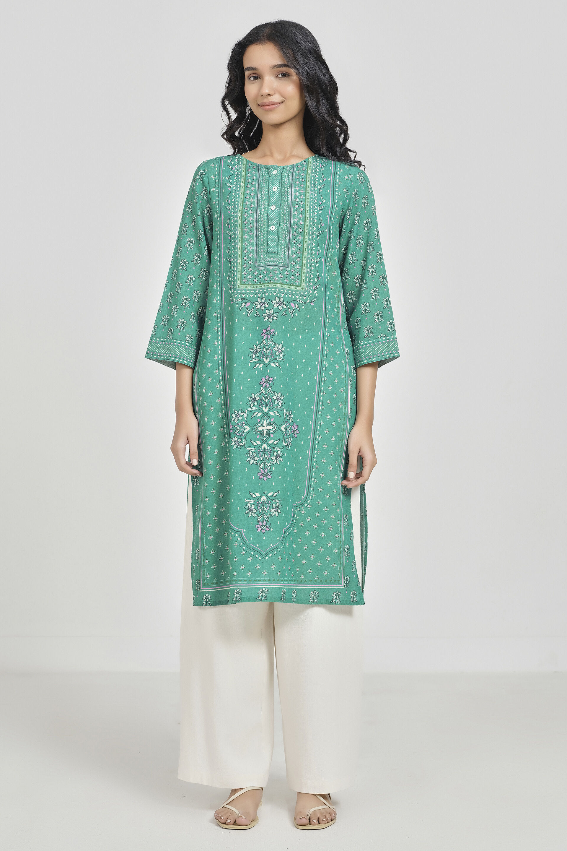 Myah Teal Kurta, Teal, image 2