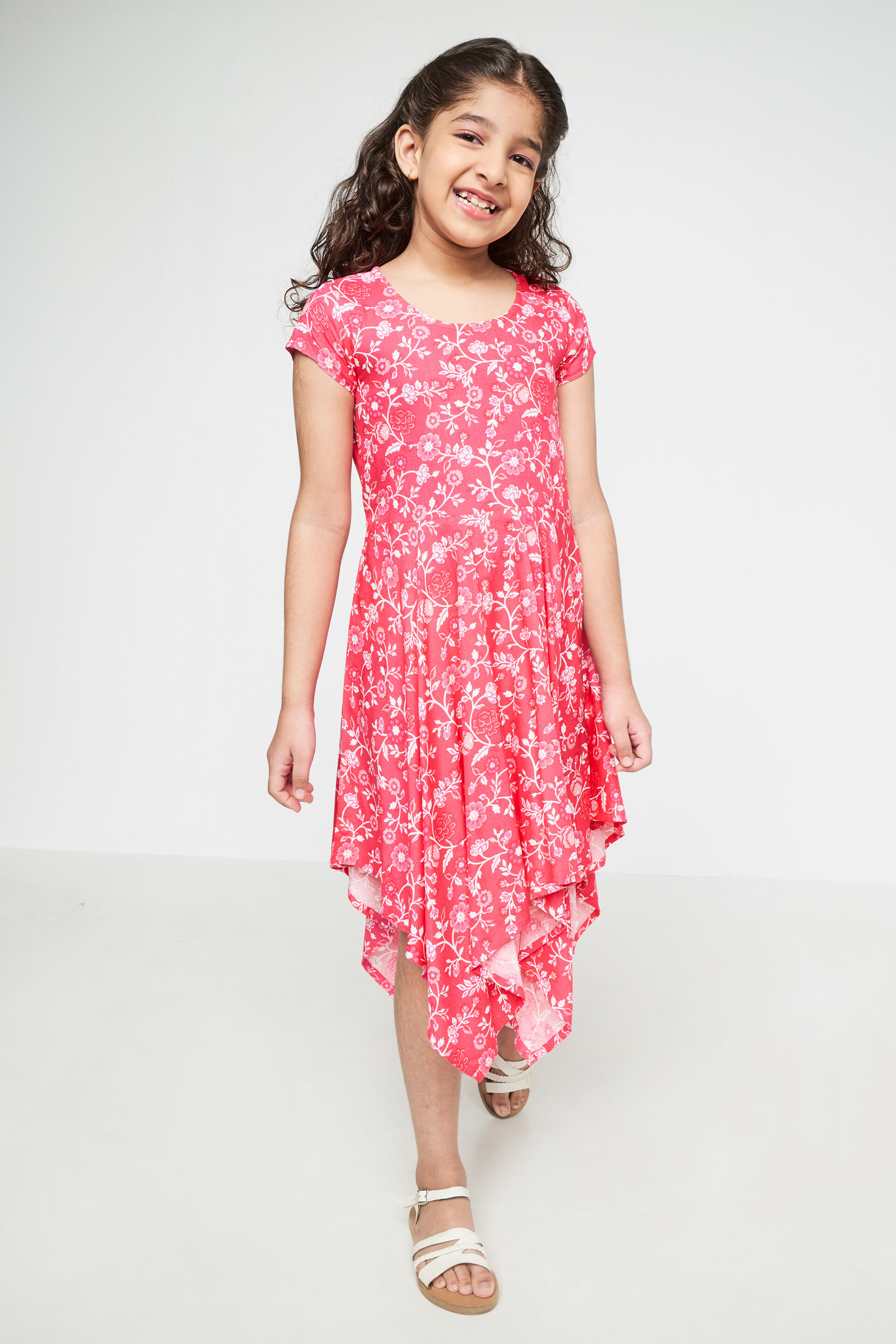 Pink Floral High-Low Dress, Pink, image 2