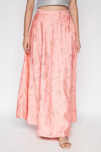 2 - Pink Ethnic Motifs Flared Skirt, image 2