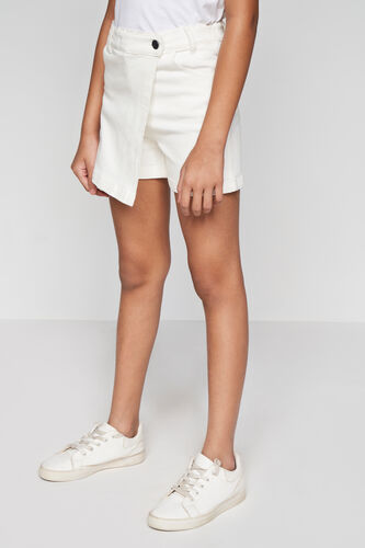 White Denim Skorts, White, image 3